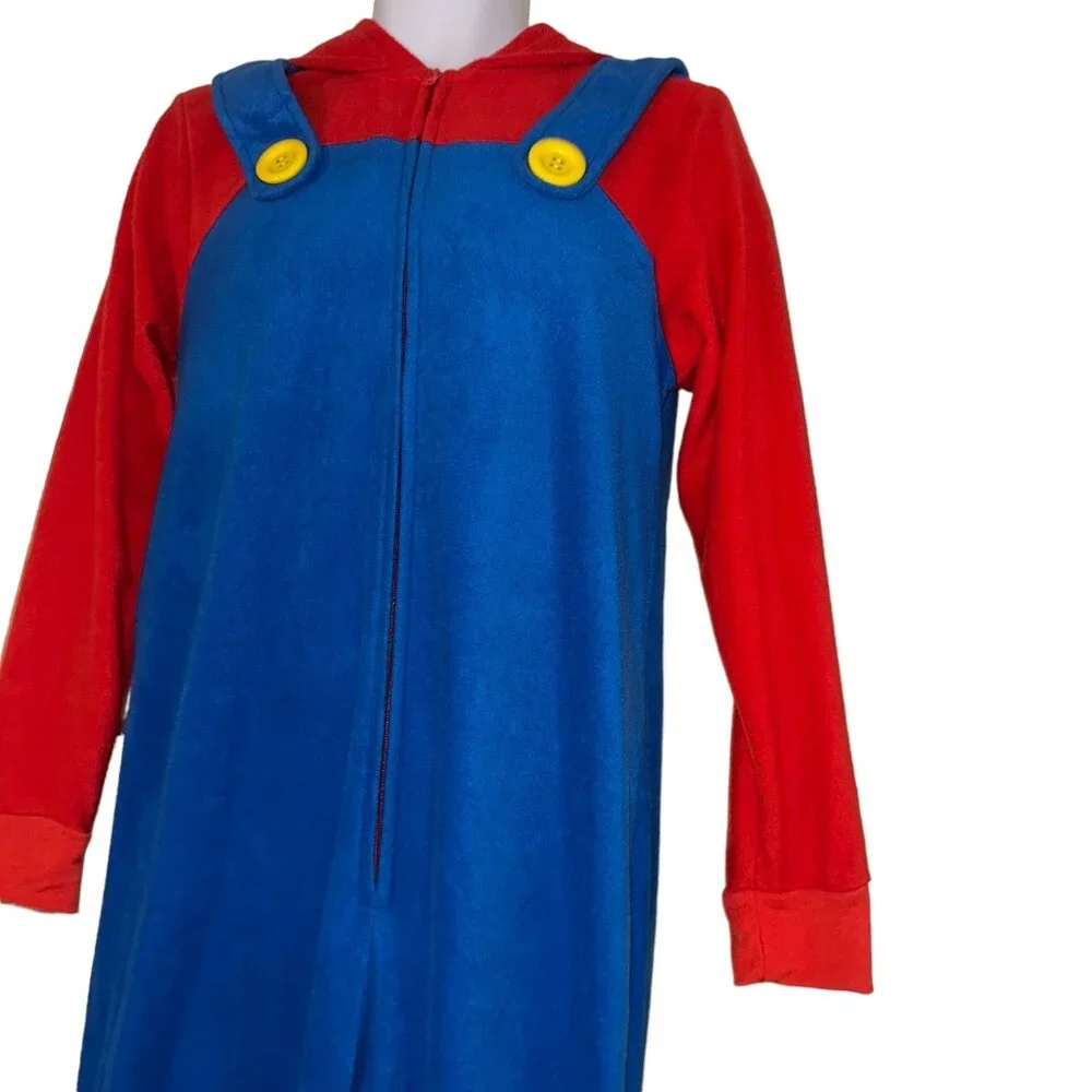 Super Mario Brothers Pajamas Costume Womens L Unionsuit PJs One Piece Halloween
